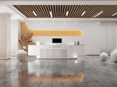 现代科技展厅前台3D模型下载